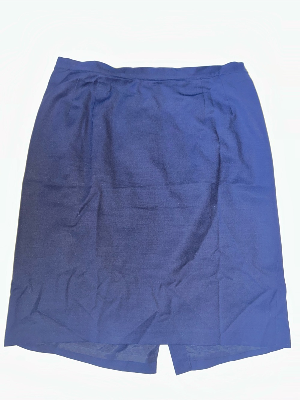 Lands' End 100% Wool Deep Blue Pencil Skirt